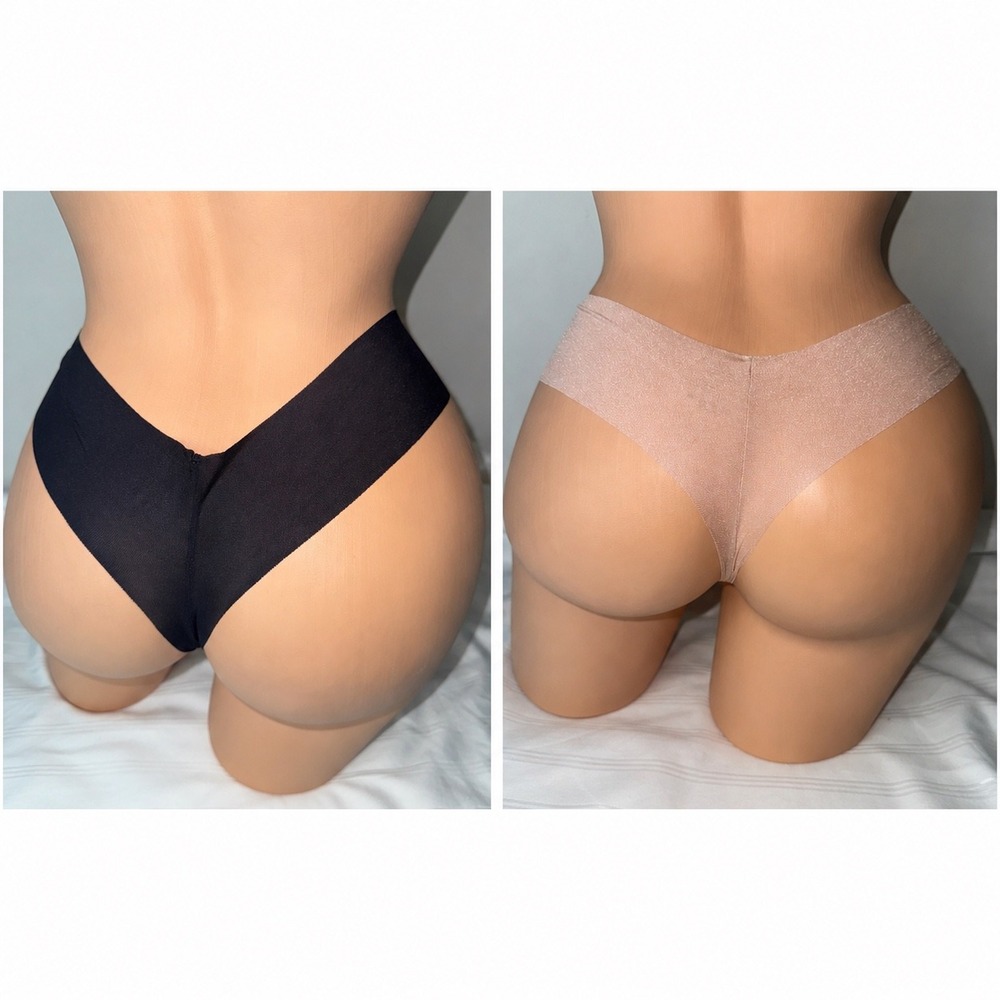 Cosabella 2-Pack Free Cut Seamless Cutie Lowrider Thong Black and Nude S/M